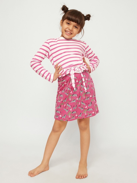 

frangipani Girls White & Pink Striped Top with Skirt