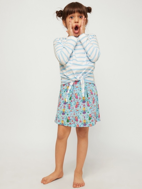 

frangipani Girls White & Blue Striped Top with Skirt