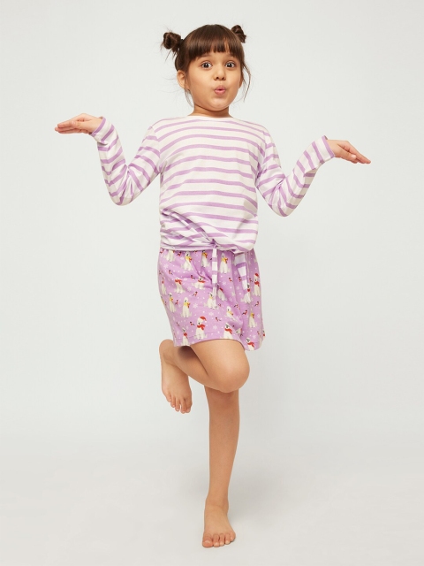 

frangipani Girls White & Purple Striped Top with Skirt