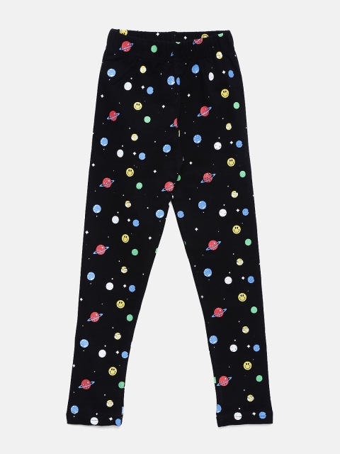 

YK Girls Black Printed Leggings