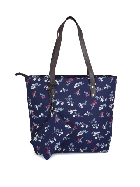 

Style Shoes Blue Floral Printed Structured Shoulder Bag with Tasselled