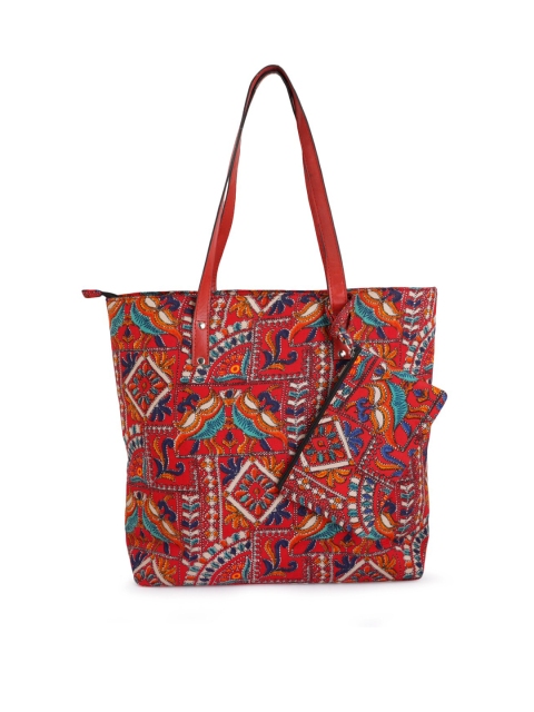 

Style Shoes Red Ethnic Motifs Printed Cotton Shopper Tote Bag