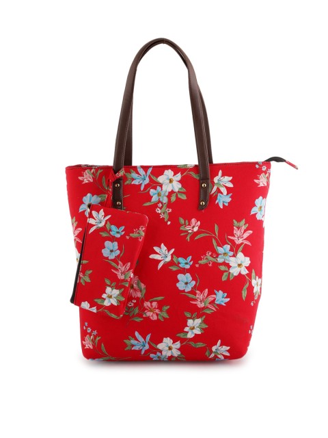 

Style Shoes Red Floral Printed Oversized Shopper Tote Bag