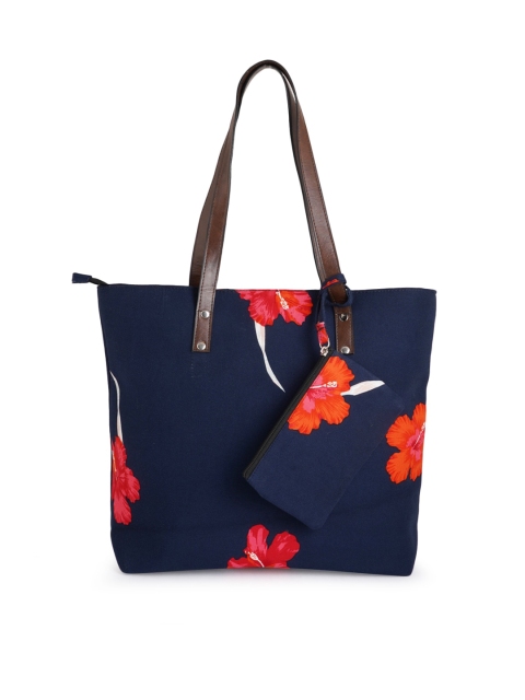 

Style Shoes Blue Structured Tote Bag with Tasselled