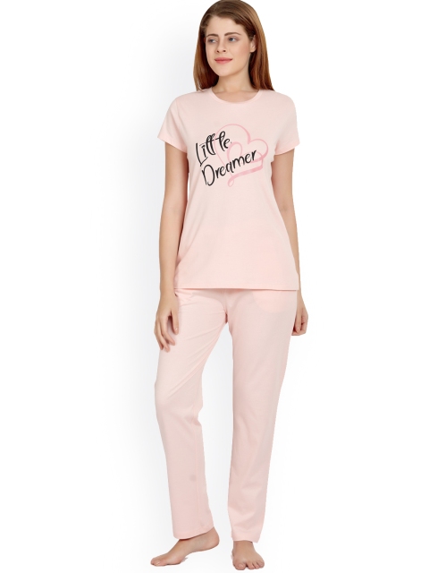 

MAYSIXTY Women Pink Printed Cotton Night suit