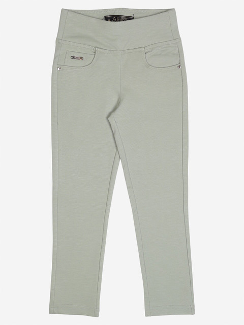 

Albion Girls Sage Green Solid Jeggings