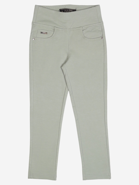 

Albion Girls Sage Green Solid Jeggings