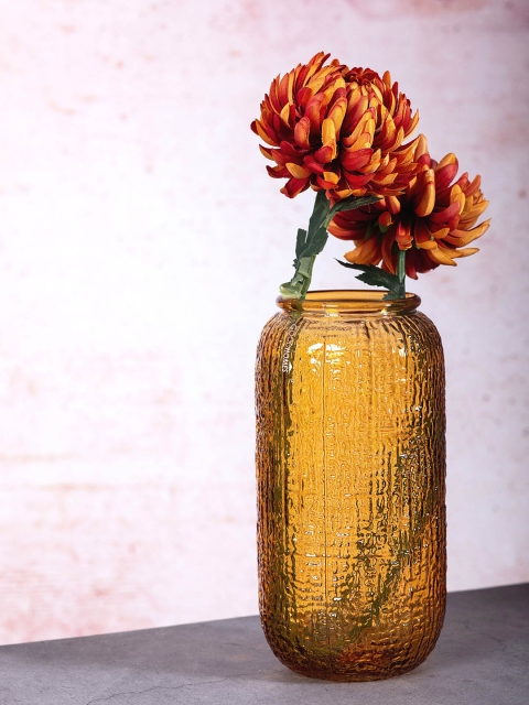 

GOODHOMES Yellow Transparent Glass Flower Vase