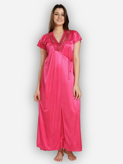 

Romaisa Pink Maxi Nightdress with Robe