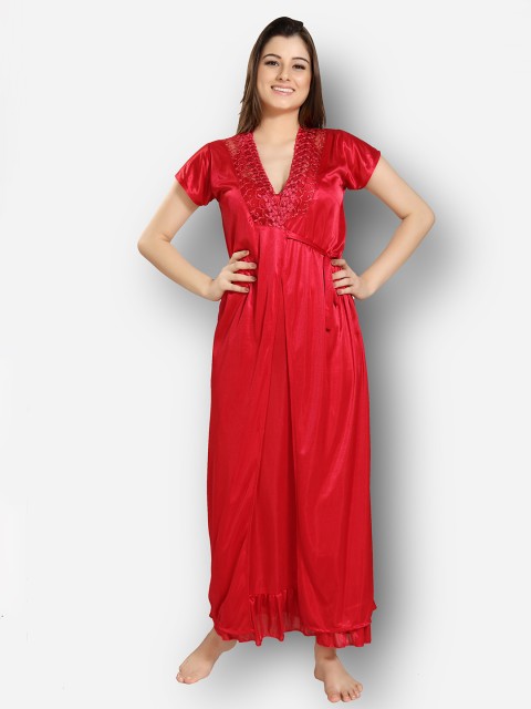 

Romaisa Red Maxi Robe Nightdress