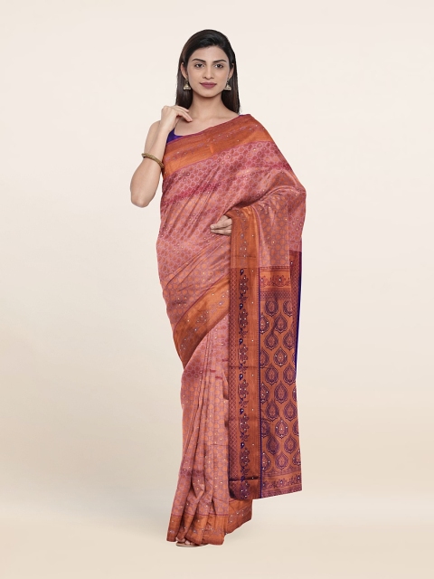 

Pothys Mauve & Copper-Toned Woven Design Zari Pure Silk Saree