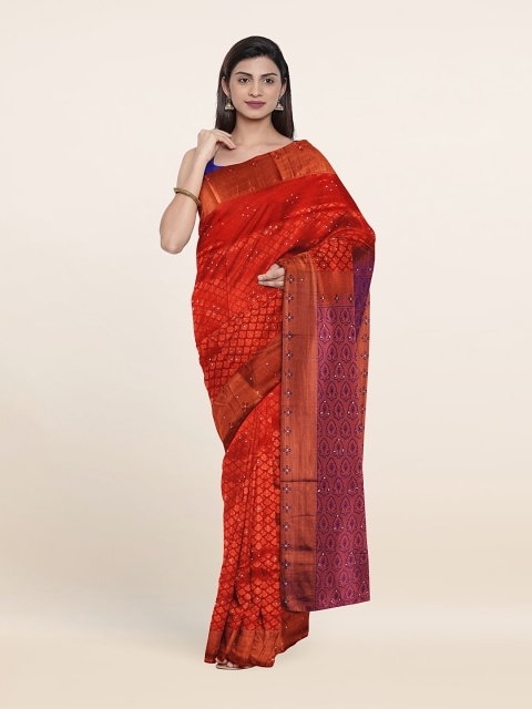 

Pothys Red & Blue Woven Design Zari Pure Silk Saree