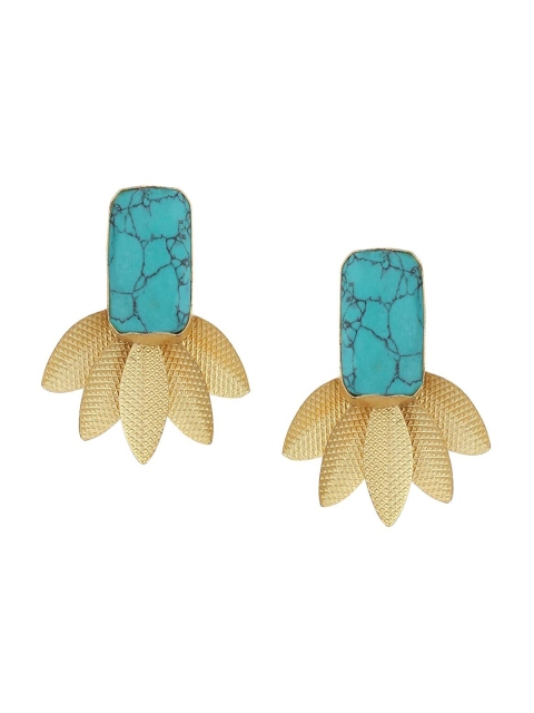 

Runjhun Turquoise Blue & Gold-Toned Contemporary Studs Earrings