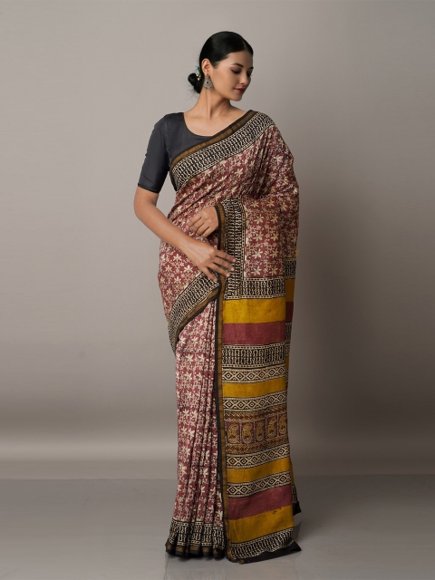 

Unnati Silks Navy Blue Pure Batik Chanderi Silk Saree