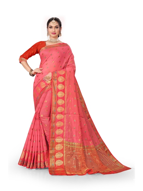 

Rivana Pink Woven Pure Cotton Banarasi Saree