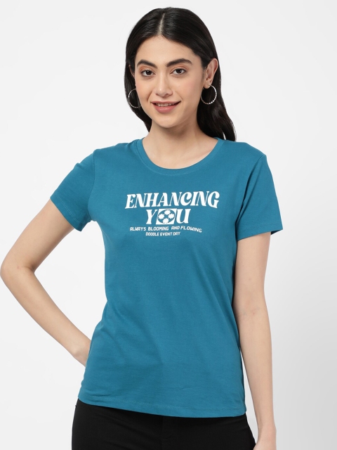 

R&B Women Blue V-Neck T-shirt