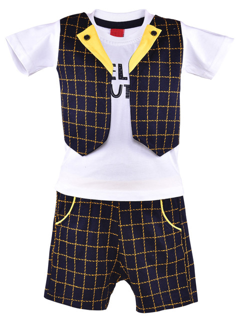 

Wish Karo Boys Yellow & Black Printed T-shirt with Shorts