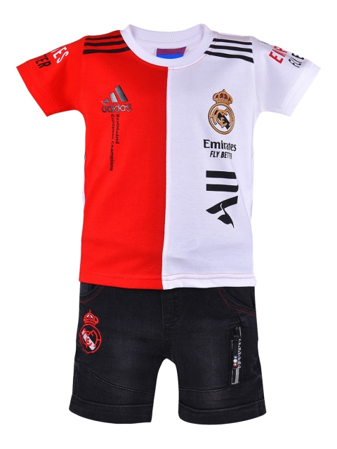 

Wish Karo Boys Red & White Printed T-shirt with Shorts