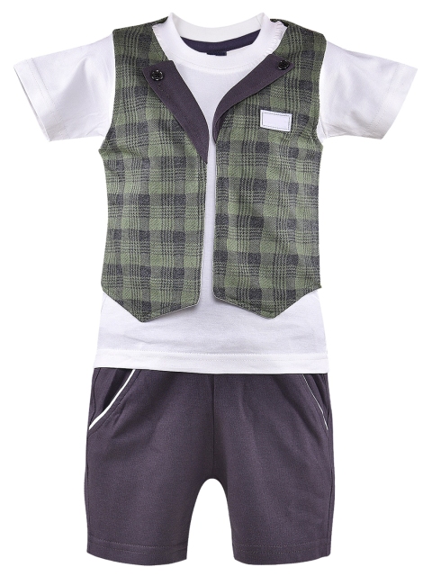 

Wish Karo Boys Green & White Printed T-shirt with Shorts