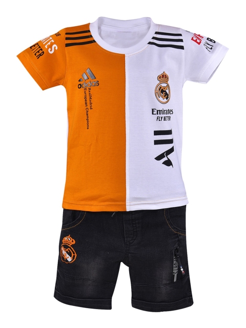 

Wish Karo Boys Yellow & Black Printed T-shirt with Shorts