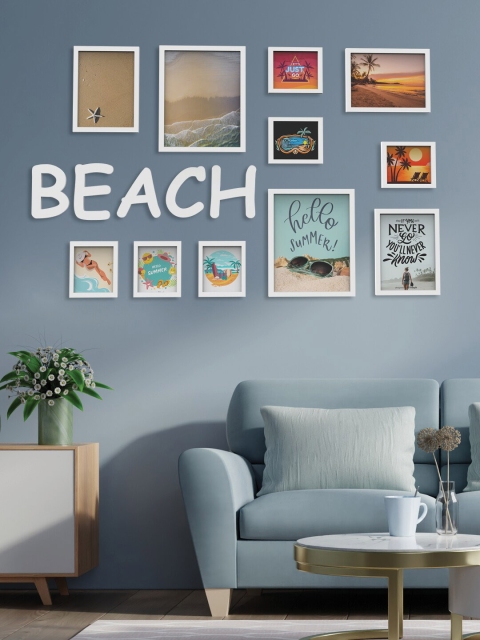 

RANDOM Set of 11 3D Beach Collage Photo Frames, White