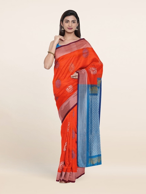 

Pothys Red & Blue Woven Design Zari Pure Silk Saree