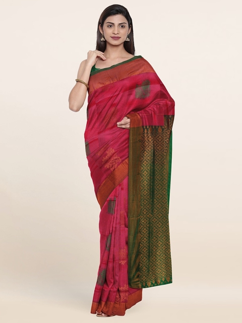 

Pothys Pink & Green Woven Design Zari Pure Silk Saree