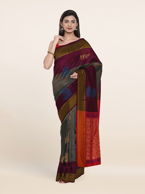 

Pothys Grey & Red Woven Design Zari Pure Silk Saree