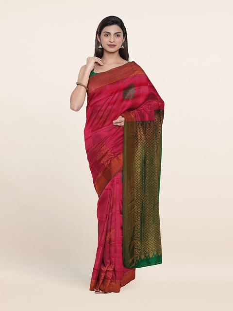 

Pothys Pink & Green Woven Design Zari Pure Silk Saree