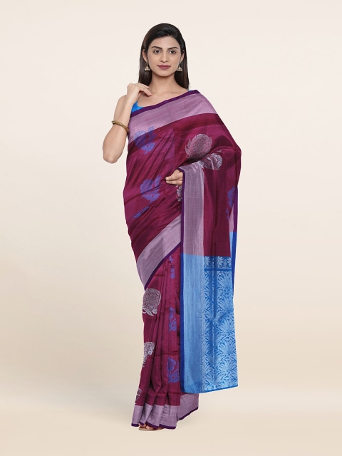 

Pothys Purple & Blue Woven Design Zari Pure Silk Saree