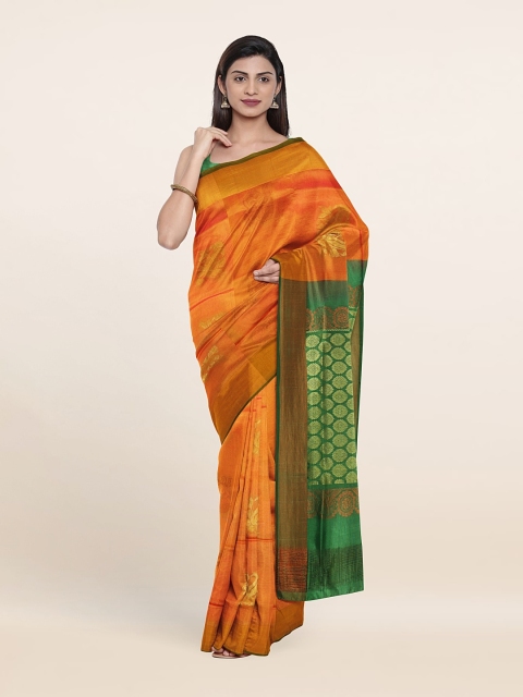 

Pothys Orange & Green Woven Design Zari Pure Silk Saree