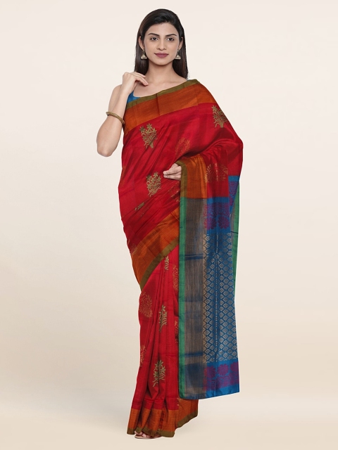 

Pothys Red & Blue Woven Design Zari Pure Silk Saree