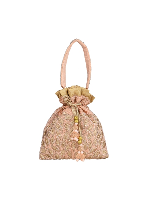 

Rocia Pink & Gold-Toned Embroidered Potli Clutch