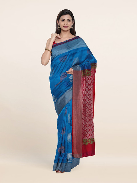 

Pothys Blue & Pink Woven Design Zari Pure Silk Saree