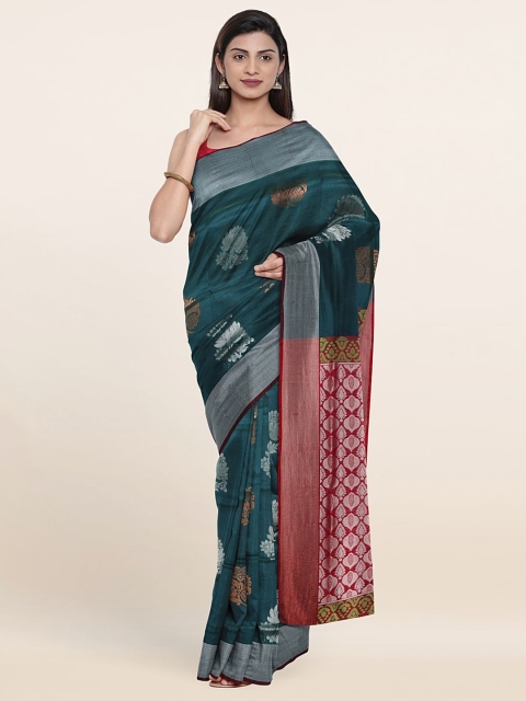 

Pothys Teal & Pink Woven Design Zari Pure Silk Saree