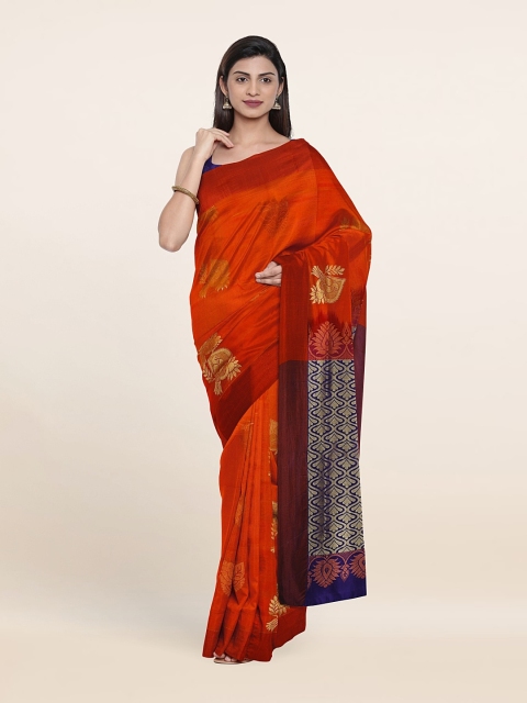 

Pothys Orange & Purple Woven Design Zari Pure Silk Saree