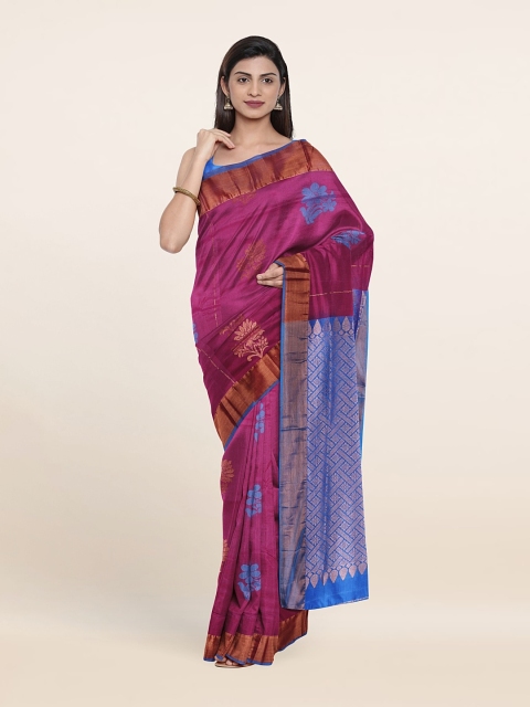 

Pothys Purple & Blue Woven Design Zari Pure Silk Saree