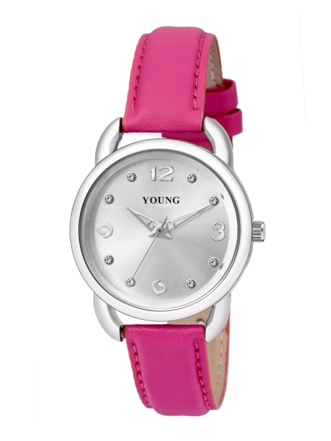 

YOUNG MISSION Girls Embellished Dial Leather Analogue Watch YOUNG MISSION YM 1005 PK-Pink, Silver