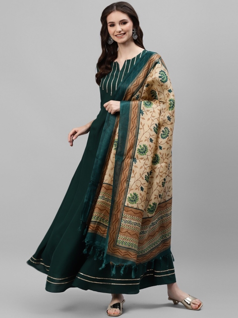 

DEEBACO Women Teal Kurta with Trousers & With Dupatta