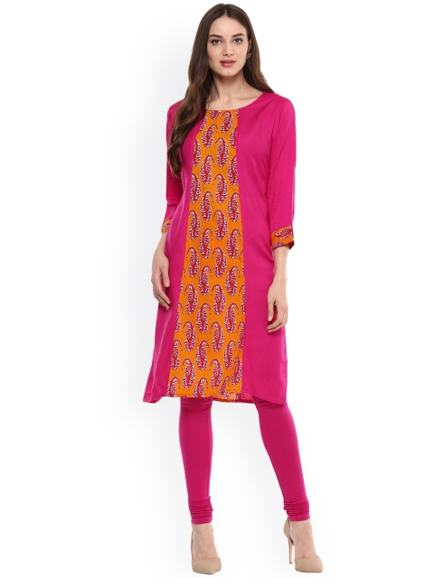 

Jaipur Kurti Women Pink Printed Straight Kurta