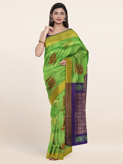 

Pothys Green & Blue Woven Design Zari Pure Silk Saree