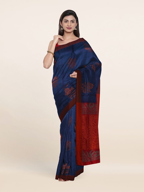 

Pothys Blue & Red Woven Design Zari Pure Silk Saree