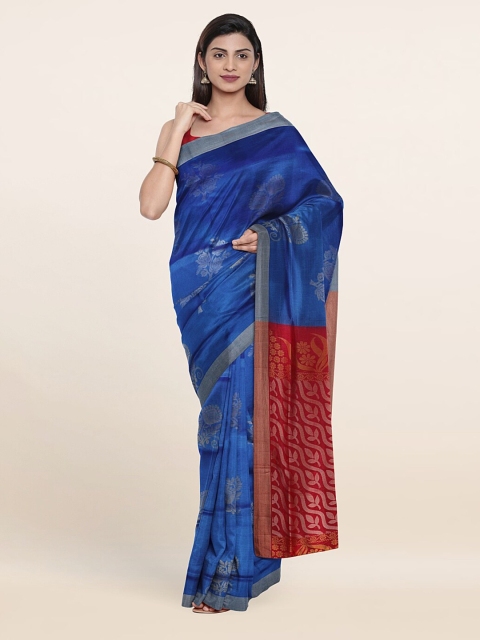 

Pothys Blue & Red Woven Design Zari Pure Silk Saree