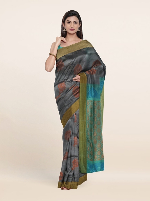 

Pothys Grey & Green Woven Design Zari Pure Silk Saree