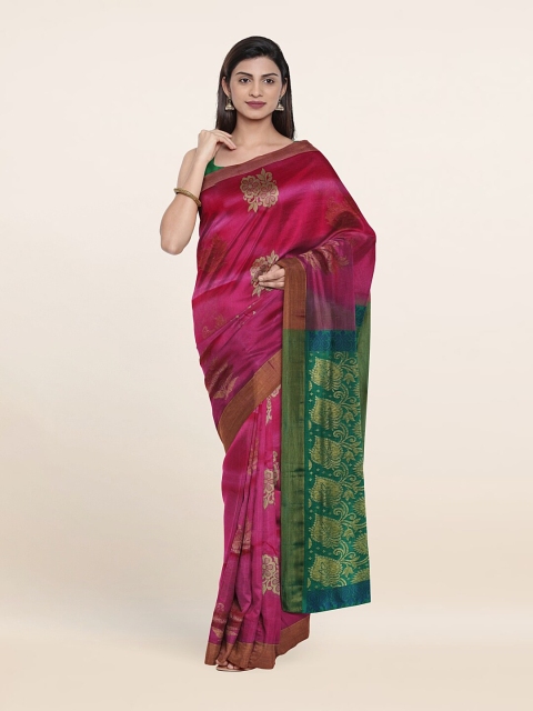 

Pothys Rose & Green Floral Zari Pure Silk Saree