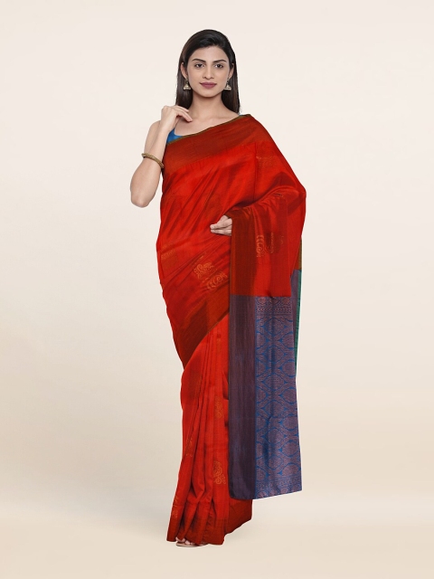 

Pothys Red & Blue Ethnic Motifs Zari Pure Silk Saree