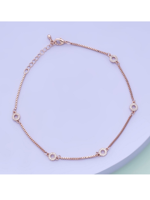 

Kushal's Fashion Jewellery Rose Gold-Plated Embellished Anklet