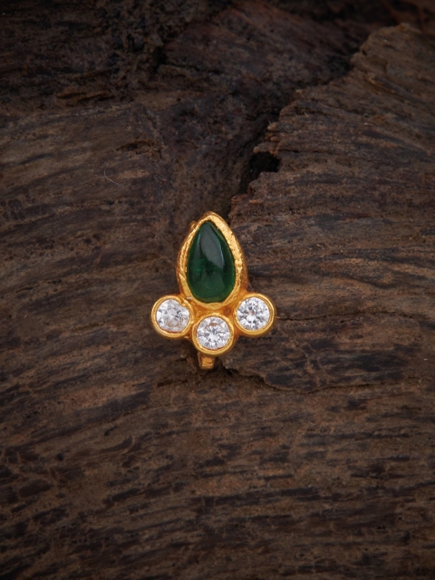 

Kushal's Fashion Jewellery Gold Toned & Green 92.5 Silver Stone Studded Nose Pin