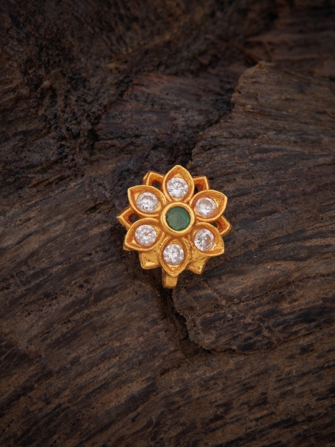 

Kushal's Fashion Jewellery Gold-Toned & Green 92.5 Pure Silver Temple Nath