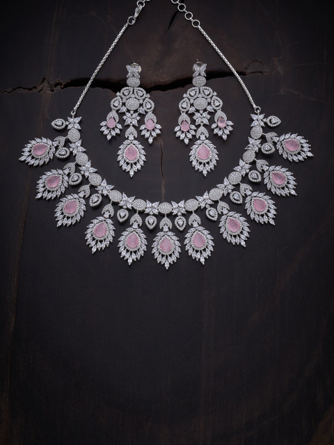 

Kushal's Fashion Jewellery Women Pink Rhodium-Plated Jewellery Set